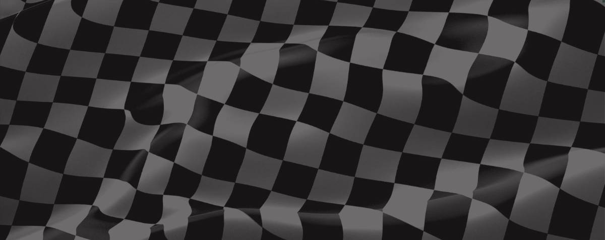 A checkered racing flag banner